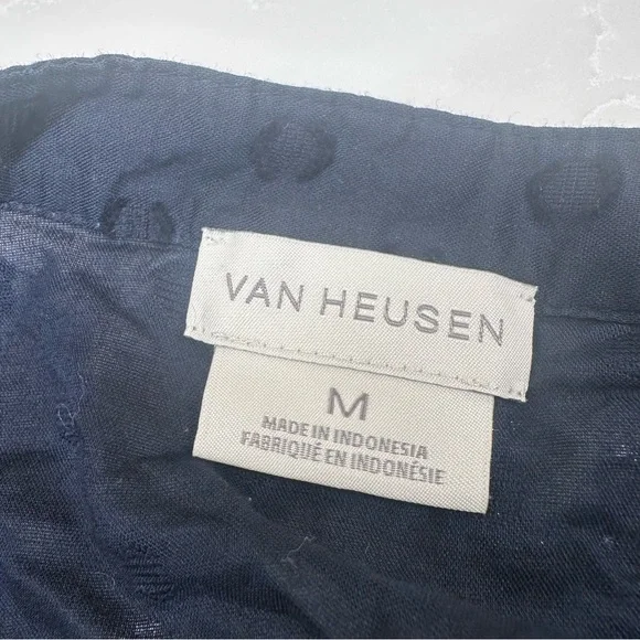 Van Heusen Navy 100% Cotton Textured V-Neck. Ladies Size: Medium - Picture 2 of 10